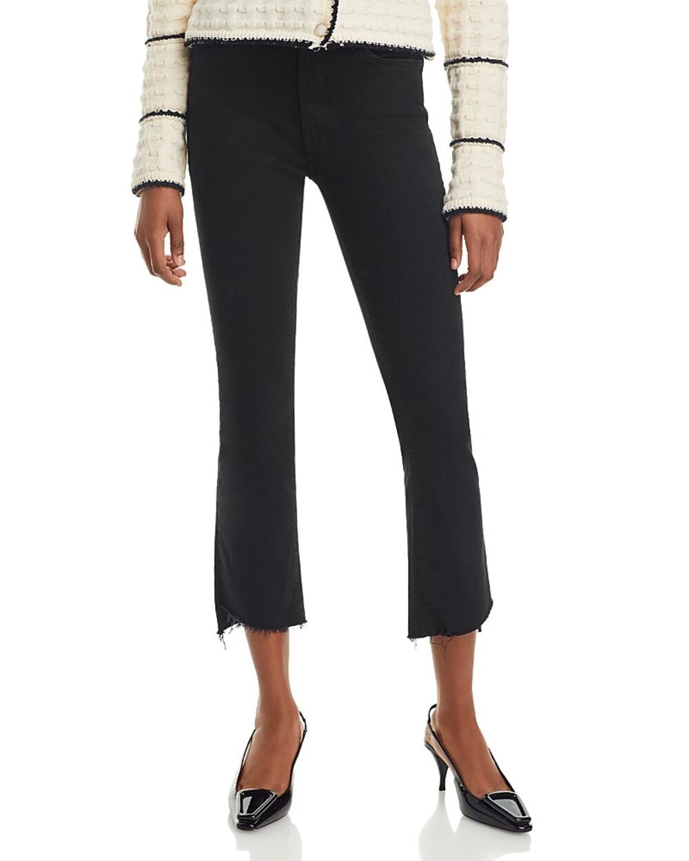 Mother Superior Insider Crop Step Fray Not Guilty Black Denim Jeans Size 27 $248